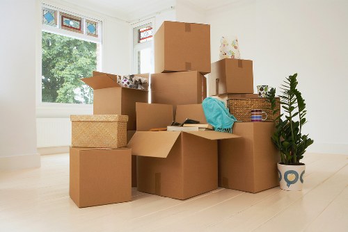 Packing boxes organized for a move